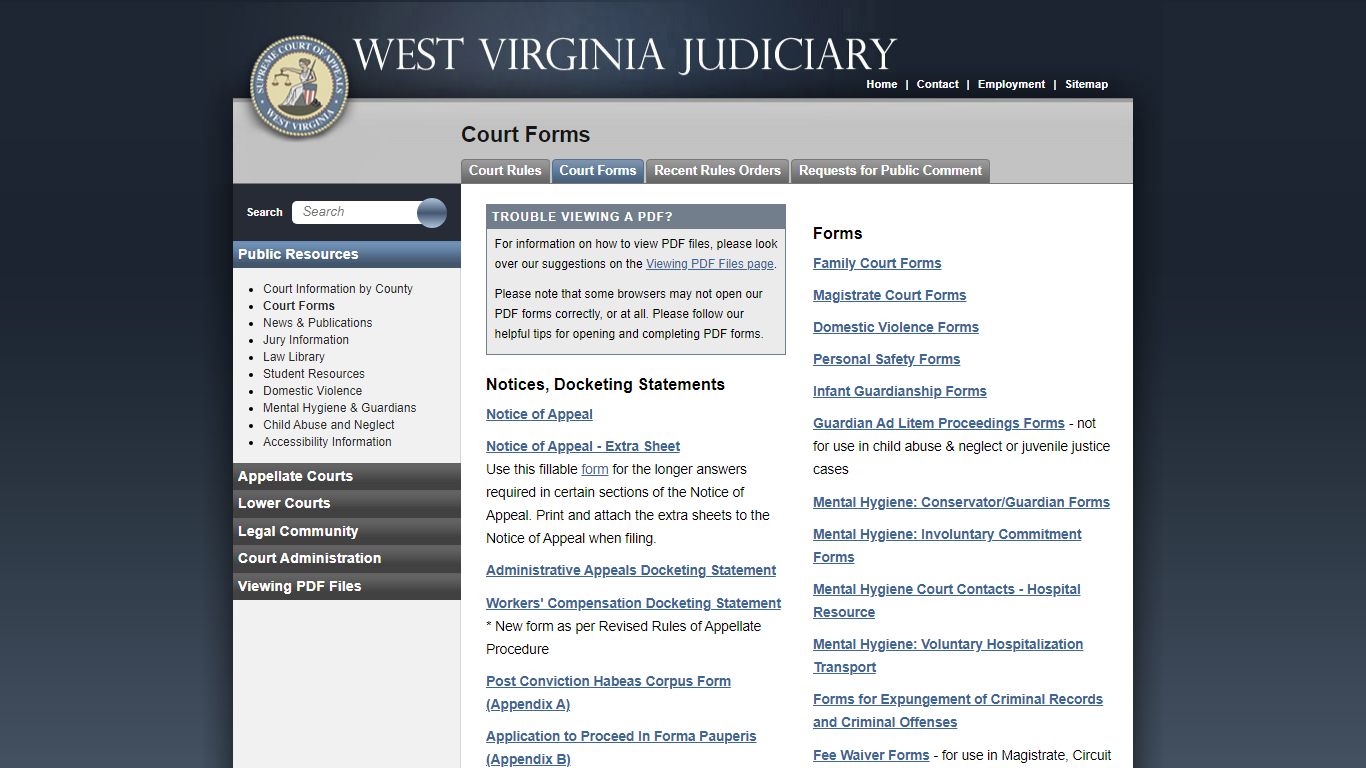 Court Forms - West Virginia Judiciary - courtswv.gov